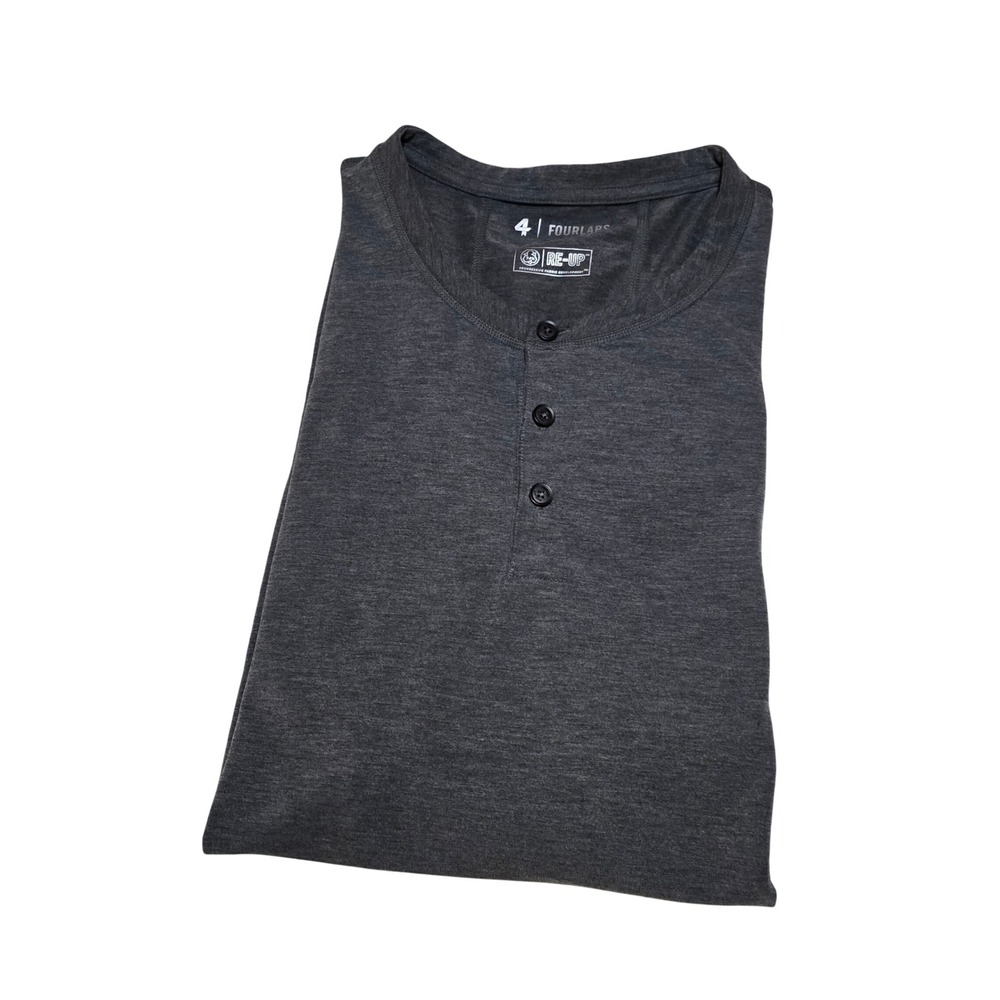 Fourlaps Mens Radius Re-Up Short Sleeve Henley Charcoal Grey XL - Picture 7 of 10